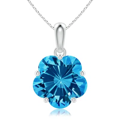 Angara Solitaire Five-petal Flower Swiss Blue Topaz Pendant In Metallic