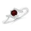 Angara Solitaire Garnet Bypass Promise Ring With Diamond Accents