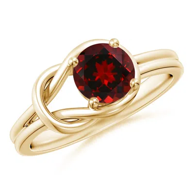 Angara Solitaire Garnet Infinity Knot Ring In Gold