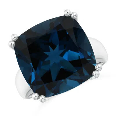 Angara Solitaire Gia Certified Cushion London Blue Topaz Tapered Shank Ring