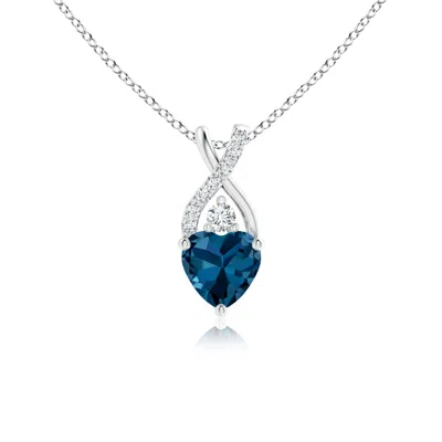Angara Solitaire Heart London Blue Topaz Pendant With Twisted Diamond Bale