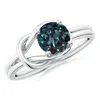 Angara Solitaire Lab-grown Alexandrite Infinity Knot Ring In White Gold/bluish Green Changing To Brownish Or Pinkish Purple