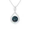 Angara Solitaire Lab-grown Alexandrite Infinity Twist Pendant In White Gold/bluish Green Changing To Brownish Or Pinkish Purple
