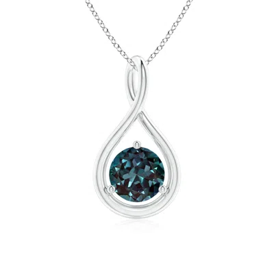 Angara Solitaire Lab-grown Alexandrite Infinity Twist Pendant In Blue