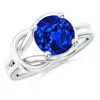 Angara Solitaire Lab-grown Blue Sapphire Infinity Knot Engagement Ring In White Gold/deep Rich Blue