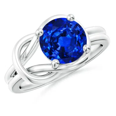 Angara Solitaire Lab-grown Blue Sapphire Infinity Knot Engagement Ring