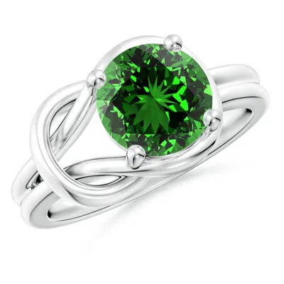 Angara Solitaire Lab-grown Emerald Infinity Knot Engagement Ring In Green