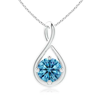 Angara Solitaire Lab-grown Fancy Intense Blue Diamond Twist Bale Pendant In Metallic