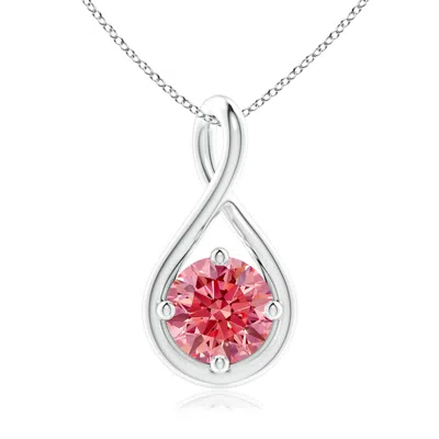 Angara Solitaire Lab-grown Fancy Intense Pink Diamond Twist Bale Pendant In Metallic