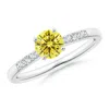 Angara Solitaire Lab-grown Fancy Intense Yellow Diamond Tapered Shank Engagement Ring With Accents In White Gold/fancy Intense