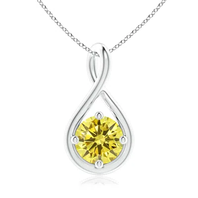 Angara Solitaire Lab-grown Fancy Intense Yellow Diamond Twist Bale Pendant In Metallic