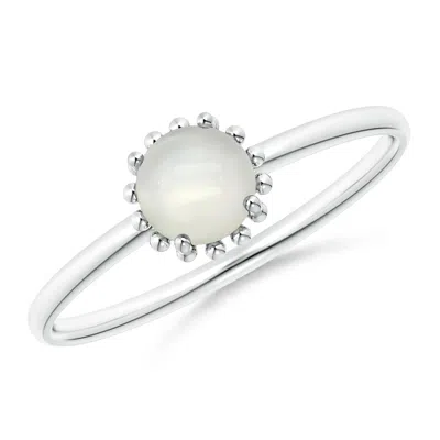 Angara Solitaire Moonstone Ring With Beaded Halo