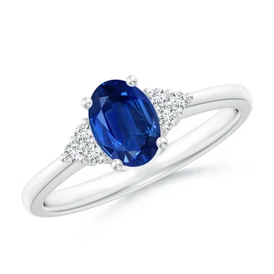 Angara Solitaire Oval Blue Sapphire And Diamond Promise Ring