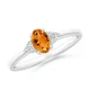 Angara Solitaire Oval Citrine Ring With Trio Diamond Accents In White Gold/golden
