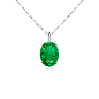 Angara Solitaire Oval Emerald Classic Pendant In Green