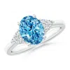 Angara Solitaire Oval Fancy Intense Blue And White Diamond Promise Ring