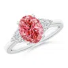 Angara Solitaire Oval Fancy Intense Pink And White Diamond Promise Ring