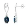 Angara Solitaire Oval Lab-grown Alexandrite Swirl Drop Earrings With Diamond In White Gold/bluish Green Changing To Brownish Or Pinkish Purple