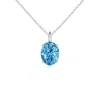 Angara Solitaire Oval Lab-grown Fancy Intense Blue Diamond Classic Pendant In White Gold/fancy Intense