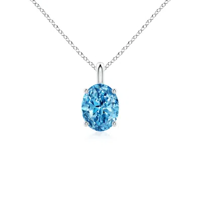 Angara Solitaire Oval Lab-grown Fancy Intense Blue Diamond Classic Pendant