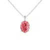 Angara Solitaire Oval Lab-grown Fancy Intense Pink Diamond Classic Pendant In White Gold/fancy Intense