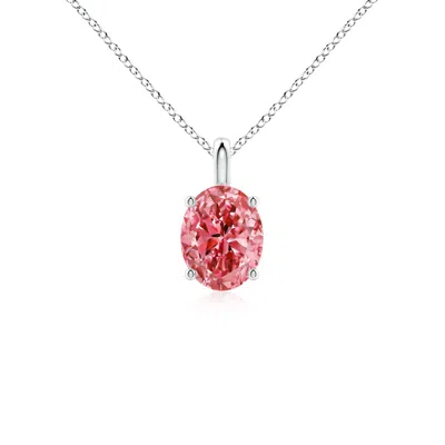 Angara Solitaire Oval Lab-grown Fancy Intense Pink Diamond Classic Pendant
