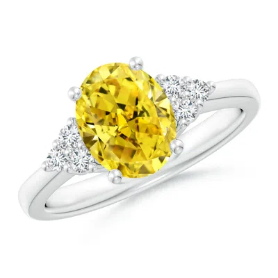 Angara Solitaire Oval Lab-grown Fancy Intense Yellow And White Diamond Promise Ring