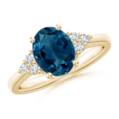 Angara Solitaire Oval London Blue Topaz And Diamond Promise Ring