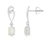 Angara Solitaire Oval Moonstone Swirl Drop Earrings With Diamond In White Gold/white