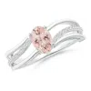 Angara Solitaire Oval Morganite Bypass Ring With Diamond Accents In White Gold/peach