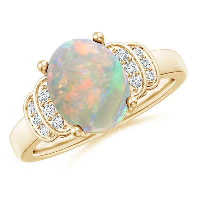 Angara Solitaire Oval Opal And Diamond Collar Ring In Green