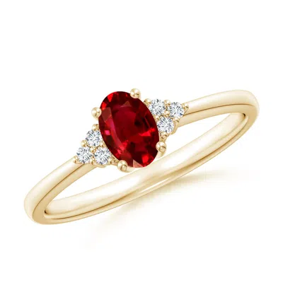 Angara Solitaire Oval Ruby And Diamond Promise Ring In Gold