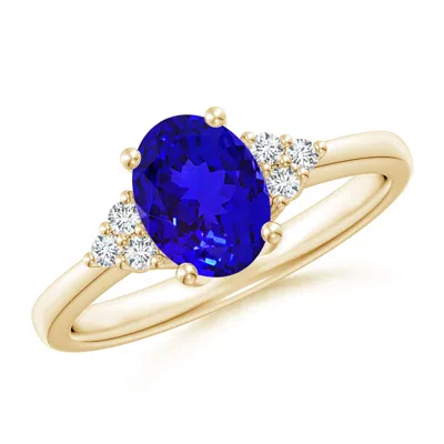 Angara Solitaire Oval Tanzanite And Diamond Promise Ring In Gold