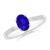 Angara Solitaire Oval Tanzanite Bypass Ring With Pave Diamonds