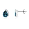 Angara Solitaire Pear Lab-grown Alexandrite Swirl Stud Earrings With Diamond Accents In White Gold/bluish Green Changing To Brownish Or Pinkish Purple