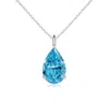 Angara Solitaire Pear Lab-grown Fancy Intense Blue Diamond Classic Pendant In White Gold/fancy Intense