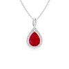 Angara Solitaire Pear Ruby Twist Bale Pendant In White Gold/medium Red