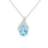 Angara Solitaire Pear-shaped Aquamarine Flame Pendant In White Gold/swiss Blue