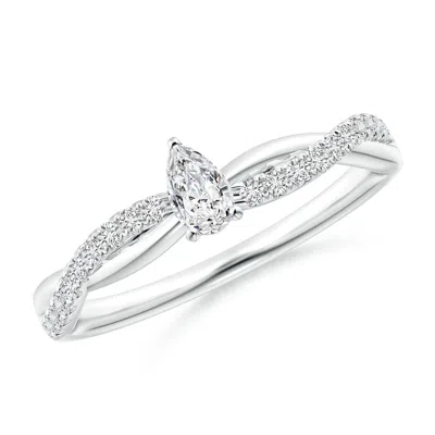 Angara Solitaire Pear-shaped Diamond Twisted Shank Engagement Ring In Metallic