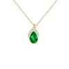 Angara Solitaire Pear-shaped Emerald Flame Pendant In Yellow Gold/rich Green