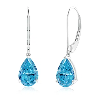 Angara Solitaire Pear-shaped Fancy Intense Blue Diamond Leverback Earrings