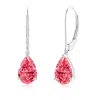 Angara Solitaire Pear-shaped Fancy Intense Pink Diamond Leverback Earrings