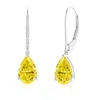 Angara Solitaire Pear-shaped Fancy Intense Yellow Diamond Leverback Earrings In White Gold/fancy Intense