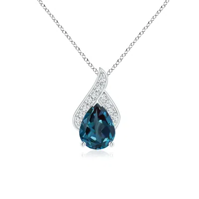 Angara Solitaire Pear-shaped Lab-grown Alexandrite Flame Pendant In Blue