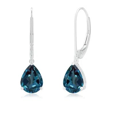 Angara Solitaire Pear-shaped Lab-grown Alexandrite Leverback Earrings In Metallic