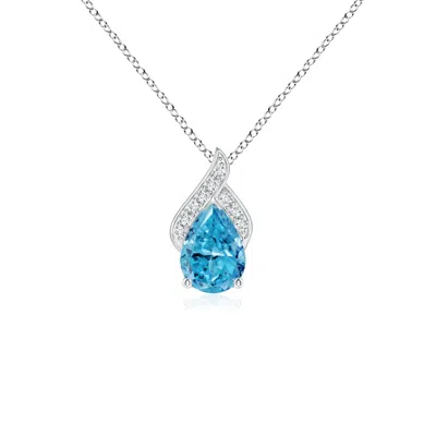 Angara Solitaire Pear-shaped Lab-grown Fancy Intense Blue Diamond Flame Pendant