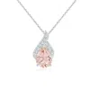 Angara Solitaire Pear-shaped Morganite Flame Pendant In White Gold/peach