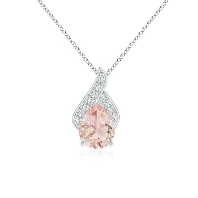 Angara Solitaire Pear-shaped Morganite Flame Pendant In Pink