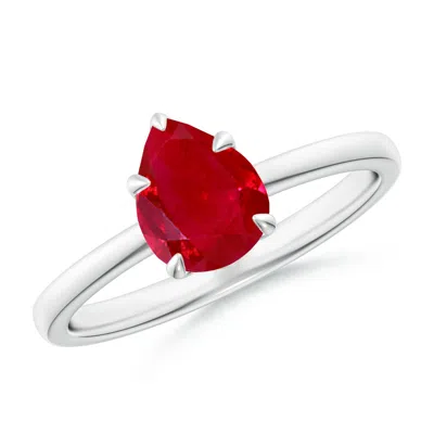 Angara Solitaire Pear-shaped Ruby Classic Engagement Ring In Red