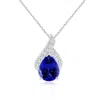 Angara Solitaire Pear-shaped Tanzanite Flame Pendant In White Gold/deep Rich Violet Blue